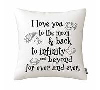GSRONY Taie d'oreiller avec citation sur le thème de l'amour I Love You To The Moon And Back Star Moon Earth Spacecraft Taie d'oreiller 45,7 x 45,7 cm