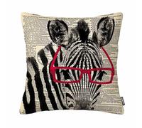 GSRONY Zèbre Housse de coussin Smart Zebra rouge noir lunettes art animal noir blanc antique dictionnaire taie d'oreiller 45,7 x 45,7 cm