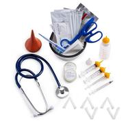 GSSFASHION Kit de Mise Bas Chiot Chaton, Kit de Mise Bas avec Tétine d'alimentation Stéthoscope Ciseaux Pinces de Cordon Aspirateur etc. Kit Complet