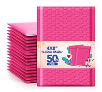 GSSUSA #000#000 Lot de 50 enveloppes à bulles en polyéthylène rembourrées auto-adhésives pour envoi postal, 10,2 x 20,3 cm, rose