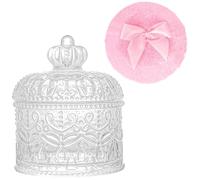 Gsteng Grandes houppettes et récipients à poudre pour le corps - Conteneur à poudre transparent avec 2 houppettes souples - Étui réutilisable en velours lavable pour le visage et le corps - Maquillage