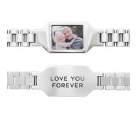 GSTFY Bracelet personnalisé avec photo cachée activée par la chaleur avec texte à changement de couleur, impression photo commémorative, anniversaire de mariage, fête des pères, anniversaire de