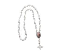 GSTFY Collier personnalisé avec perles de chapelet catholique pour femmes et hommes, ailes d'ange personnalisées, croix, collier commémoratif de prière, cadeau religieux chrétien pour la famille