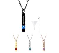 GSTFY Collier urne personnalisable pour cendres 1 à 4 côtés gravé avec pierre de naissance et texte, cadeau souvenir pour femme, homme, bien-aimé, propriétaire d'animal domestique