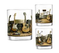 GSTFY Verre à whisky personnalisable 283,5 g sur le thème du studio de guitare, cadeau d'anniversaire pour mariage, amateur de musique, petit ami, guitariste, 3 styles