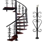 GSUNLEO Stainless Indoor Outdoor Stair Railing, Adjustable Matte Black Flower Spindles with Flat Bracket Base(1 PC Black H 86 Cm/33.9 in)