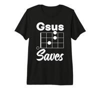 Gsus Saves - Parodie de Joueur d'ukulélé chrétien drôle T-Shirt Haut de Gamme