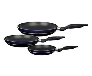 GSW 390330 Temptura Lot de 3 Poêles en Aluminium, Bleu/Noir, 50,1 x 29,3 x 5,2 cm, 3 unités