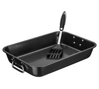 GSW 410472 de caissettes et Plat à gratin avec spatule Acier Carbone de caissettes et Plat à Four 40 x 28,5 x 7,0 cm - avec spatule, Acier, Noir, 40,5 x 28,5 x 7,0 cm, 2 unités