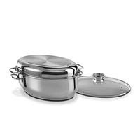 GSW - 411318 - Cocotte - Acier Inoxydable Massif 18/10 - 33 cm - 1 couvercle inox + 1 couvercle en verre avec poignée AROMA
