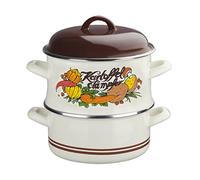 GSW 565059 Cuiseur à Pommes de Terre émaillé avec Couvercle, 18 cm, en émail, Beige avec décoration, 18 cm, 3 unités