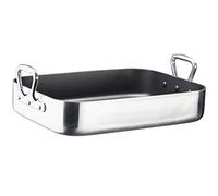 GSW 860949 Gastro Traditionnel alutherm Gastro Traditionnel alutherm de Plat à rôtir avec Haute Lampadaire Extrémités Poignées 35 x 27 cm/Env. 6,5 L, Aluminium, Argent/Noir, 40 x 27,5 x 13,3 cm