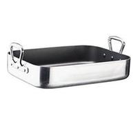 GSW 860949 Gastro Traditionnel alutherm Gastro Traditionnel alutherm de Plat à rôtir avec Haute Lampadaire Extrémités Poignées 35 x 27 cm/Env. 6,5 L, Aluminium, Argent/Noir, 40 x 27,5 x 13,3 cm