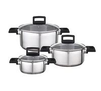 GSW 924207 Easy Fit Pot Set de 3 pièces en Acier Inoxydable, Argent, 38 x 25,5 x 13,5 cm, 6 unités