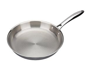 GSW 975346 inoxxal Plus Gastro Traditionnel inoxxal Plus Poêle sans Couvercle 28 cm - avec Fond nid d'abeille en Acier Inoxydable, Argent, 49,5 x 29,5 x 5,2 cm