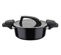 GSW Gourmet Nero Casserole à économie d'énergie avec couvercle en verre Noir 24 cm 4 l