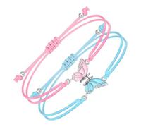 Gsw-H1000 Lot de 2 bracelets assortis en forme de papillon faits à la main pour les femmes, les couples, les amis, taille unique, Fil acrylique, Pas de gemme