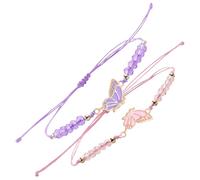 Gsw-H1000 Lot de 2 bracelets assortis en forme de papillon faits à la main pour les femmes, les couples, les amis, taille unique, Fil acrylique, Pas de gemme