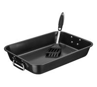 GSW 410472 de caissettes et Plat à gratin avec spatule Acier Carbone de caissettes et Plat à Four 40 x 28,5 x 7,0 cm - avec spatule, Acier, Noir, 40,5 x 28,5 x 7,0 cm, 2 unités