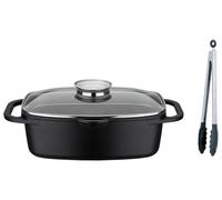 GSW Sauteuse universelle Gourmet Granit 33 x 21 cm avec pince à servir de 30 cm