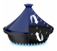 GSW Tajine fonte massive 30 x 22 cm - Couvercle céramique - Induction - Bleu