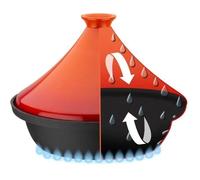 Tajine fonte massive - GSW - 30 x 22 cm - Couvercle céramique - Induction - Orange
