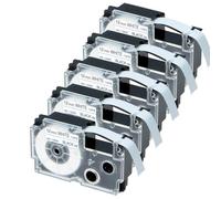 GSwReJ 5 Pack Noir sur Blanc 12 mm x 8m Étiquettes Standard compatibles avec diverses imprimantes d'étiquettes, y Compris AR-12we KL-60 KL-120 KL-HD1 KL-P350W KL-430