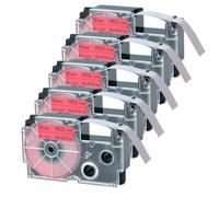 GSwReJ 5pk Noir sur Les étiquettes Standard Rouges 12 mm x 8m compatibles Compatible avec KL-60 KL-120 KL-HD1 KL-P350W KL-430 L'imprimante de l'étiquette Fonctionne avec des modèles AR-12rd