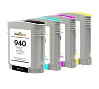 GSwReJ Lot de 4 Cartouches d'encre 940XL C4906A Noir C4907A Cyan C4908A Magenta C4909A Jaune compatibles avec Les modèles d'imprimante Compatible avec numéro de pièce C4906A C4907A C4908A C4909A