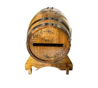 GSXLZ Boite Enveloppe Mariage Boîte à cartes de mariage en bois avec socle, boîte à cartes en forme de tonneau de whisky marron, idéale for une cérémonie de remise de diplômes.
