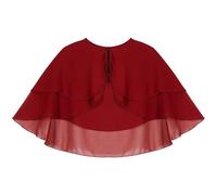 GSXLZ Châle en Mousseline De Soie pour Femme Boléro en Mousseline de Soie Unie, Perles nacrées/à Plusieurs Niveaux, Ouvert sur Le Devant, Un Bouton, châle Cache-cœur(Type C Burgundy)