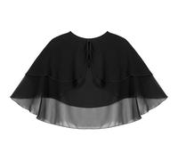 GSXLZ Châle en Mousseline De Soie pour Femme Boléro en Mousseline de Soie Unie, Perles nacrées/à Plusieurs Niveaux, Ouvert sur Le Devant, Un Bouton, châle Cache-cœur(Type C Black)