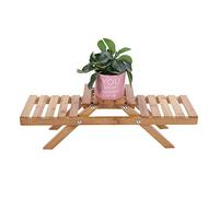 Gsycle Banc pour plantes d'intérieur, support de table à 2 niveaux pour plantes, support de rangement pliable en bois pour plantes en pot et fleurs, pour jardin