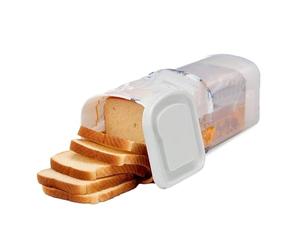 Gsycle Caja de pan con tapa hermética, contenedor de almacenamiento de pan transparente de plástico, protector de pan largo para sándwich, papas fritas, nueces, bocadillos, 34 cm