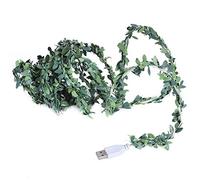 Gsycle Guirlande lumineuse 30 LED, 9,8 pieds alimentée par USB, feuilles de lierre vertes, guirlande lumineuse de Noël pour chambre à coucher, arbre de Noël, décoration de camping