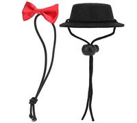 Gsycle Hamster Hat and Bowtie Set, Adjustable Comfortable Little Pet Dress Up Small Pet Bowtie Top Hat Little for Rabbits Hamsters Guinea Pigs (Black Hat + Red Bow tie)