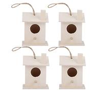 Gsycle Nichoirs à Oiseaux, 4 Pièces, Maison à Oiseaux Suspendue, Maison à Colibri, Maisons à Oiseaux en Bois à Peindre, Maisons à Oiseaux Inachevées, Maisons à Oiseaux pour L'extérieur