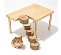 Gsycle Plate-Forme d'aire de Jeu en Bois pour Hamster, Plate-Forme d'escalade Universelle à Deux Couches pour Petits Animaux de Compagnie, échelle d'activité pour Rat de Pont avec
