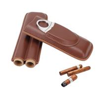 Gsycle Porte-étui à Cigares, étui à Cigares en Cuir étui De Transport De Cigares Portable Accessoires De Cave à Cigares De Voyage Boîte à Cigares en Cuir avec Coupe-Cigare pour Homme