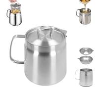 Gsycle Pot de filtre à huile en acier inoxydable, récipient à graisse de bacon avec passoire à mailles fines et panier de friteuse, mini pot à lait à induction pour thé et café (2L)