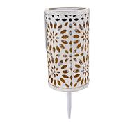 Gsycle Solar Hollowed Out Lamp, Cylinder Flower Design Landscape Pathway Decoration Lights Metal Decorative Lamp for Garden Outdoors Terrace