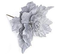 GSZCCZS 12 PCS Poinsetttia Fleurs artificielles 28 * 24cm Fake Flowers Poinsetttia Couronne de Noël Ornements d'arbre de Noël avec des tiges pour la fête de Mariage de Noël