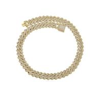 GSZCCZS 14K Gold sur 925 Silver 13 mm Collier Moisanite, fermoir de boîte densément réglé la chaîne de cou cubaine pour hommes, cadeau élégant pour papas, maris ou frères, cadeau de papa