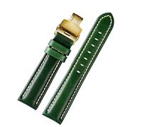GSZCCZS 18 mm 20 mm 22 mm motif en bambou Souette de vache mouche à vache mouche à boucle papillon autruche en cuir verte bracelet (couleur: d rg pliage, taille: 22 mm)