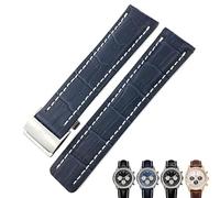 GSZCCZS 22 mm 24 mm en cuir authentique bracelet en cuir bande douce pour Navitimer Avenger Watch Bands en acier Boucle pliante Bracelets