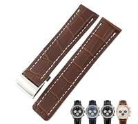 GSZCCZS 22 mm 24 mm en Cuir Authentique Bracelet en Cuir Bande Douce pour Navitimer Avenger Watch Bands en Acier Boucle Pliante Bracelets
