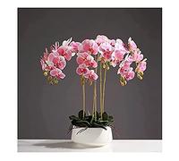 GSZCCZS 3/6/10 têtes Orchidées artificielles Plantes en Pot Blanc pour décoration réel Touch Faux phalaenopsis bonsaï Arrangements pour la Maison/la fête parlous/Mariage