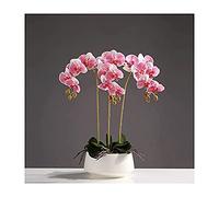 GSZCCZS 3/6/10 têtes Orchidées artificielles Plantes en Pot Blanc pour décoration réel Touch Faux phalaenopsis bonsaï Arrangements pour la Maison/la fête parlous/Mariage