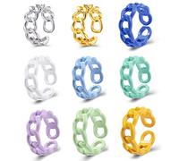 GSZCCZS Anneau de chaîne simple Retro Retro Hollow Hollow Couples Colorful Ring Open Open Alivable Empileing Ring 10 pièces