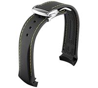 GSZCCZS Bande de montre en caoutchouc incurvée de 20 mm 2 mm pour les sangles de montre Seamaster Omega avec des bracelets de luxe à boucle déployante en silicone, 21mm